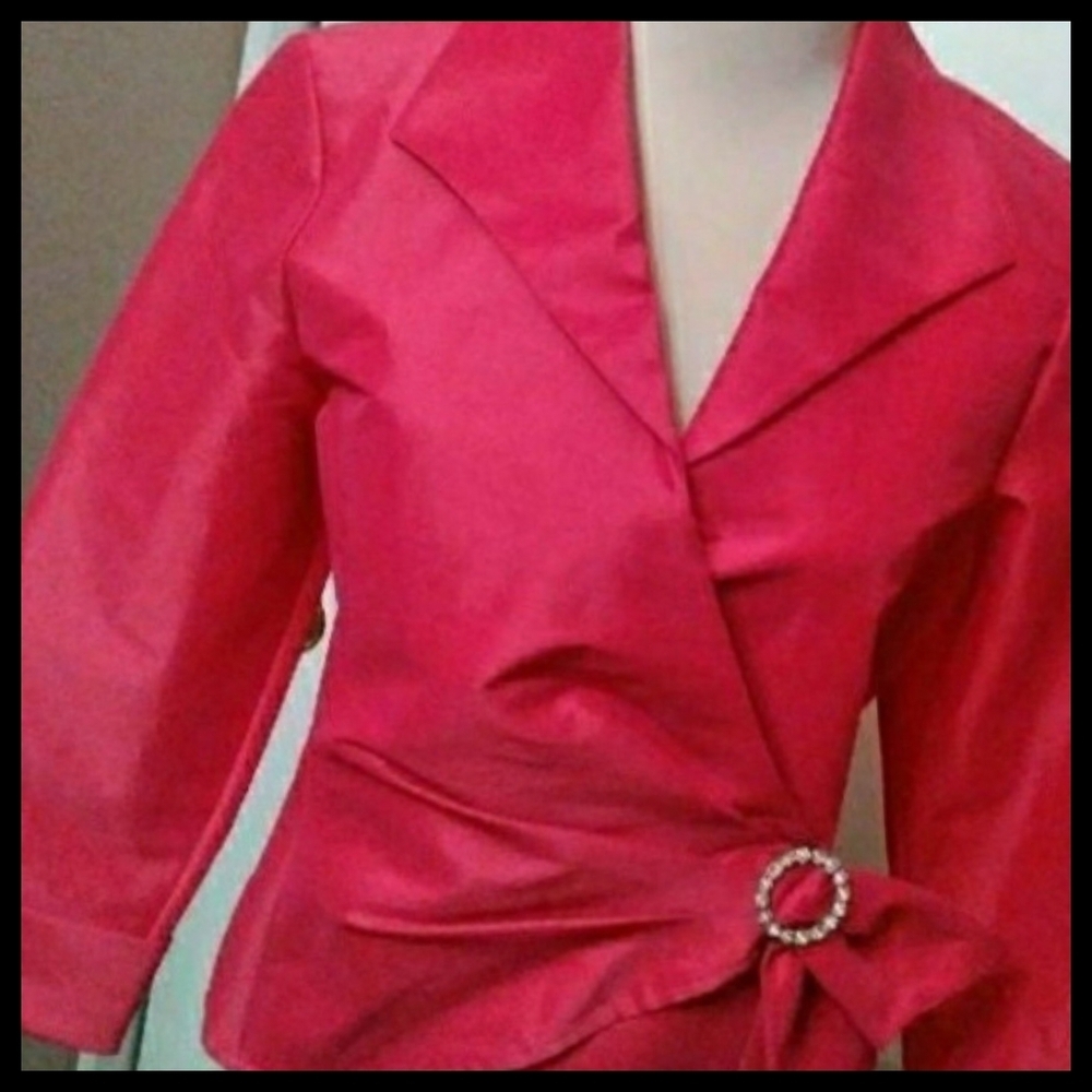 Talbots Hot Pink Wrap Top with Rhinestones Buckle Size 6 Women's NWOT